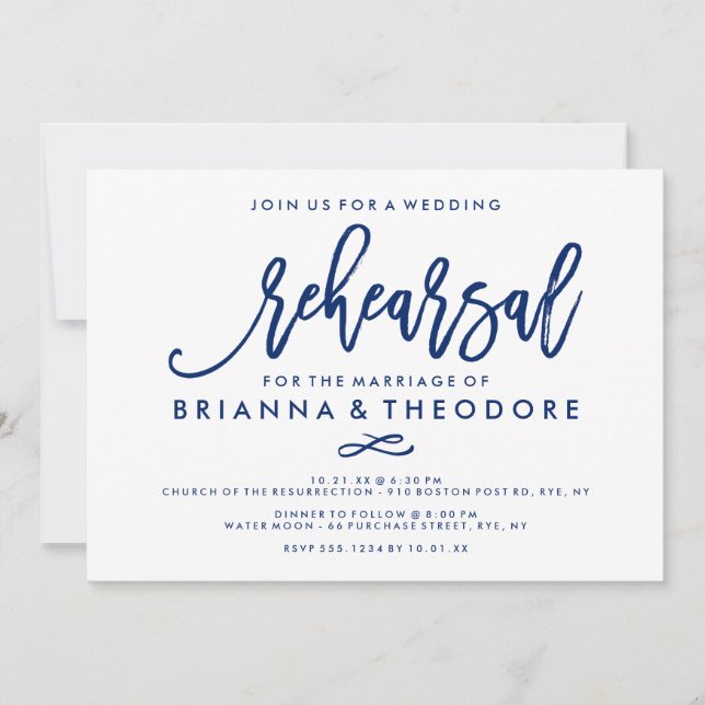 Invitación Armada de ensayo Boda con mano de moda (Anverso)