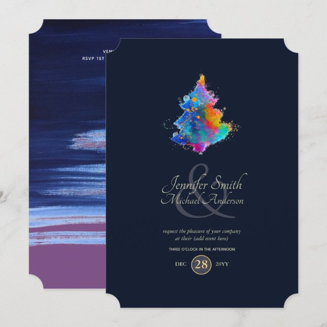 Invitación Armada del evento Rainbow Christmas Tree COUPLES (Anverso / Reverso)