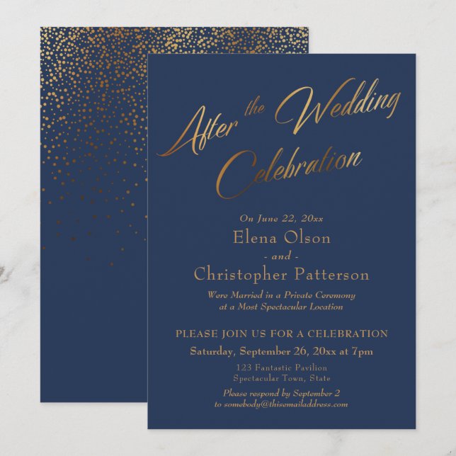 Invitación Armada después de la celebración del Boda, Confett (Anverso / Reverso)