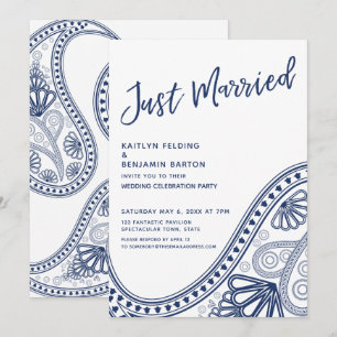 Invitación Armada en blanco recién casada recepción paisley