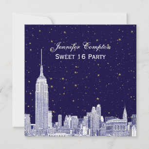 Invitación Armada Línea del cielo de NYC Etch Estrellado DIY 