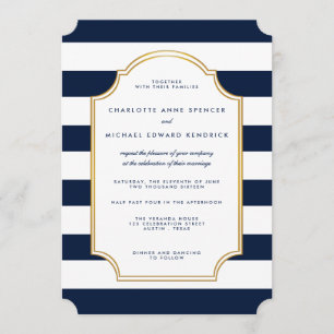 Invitación Armada Náutica   Boda moderno de banda blanca