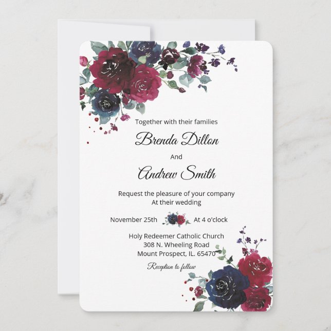 Invitación Armada personalizada y Boda de Borgoña (Anverso)