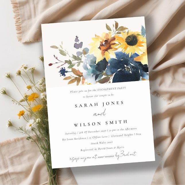 Invitación Armada Rusa Amarilla Girasol Compromiso Floral (Subido por el creador)
