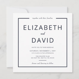 Invitación Armada y Boda Minimalista moderno elegante y blanc