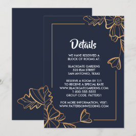 Invitación Armada y cubierta floral dorada
