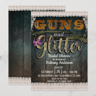 INVITACIÓN ARMAS Y BRILLO DUCHA DE NOVIA RÚSTICA CON ENCAJE D