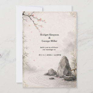 Invitación Armonía Botánica Boda Zen Sakura