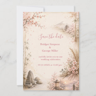 Invitación Armonía botánica romántica de Sakura fusión Boda