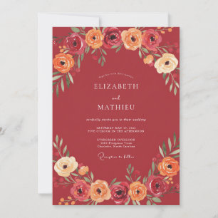 Invitación Armonía de Boda Flor de Borgoña