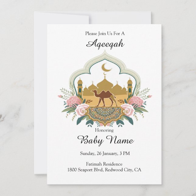 Invitación Armonía de camellos y mezquitas (Anverso)