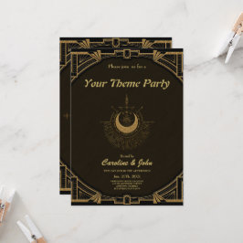 Invitación Armonía de los elementos: luna, oro y geometría.