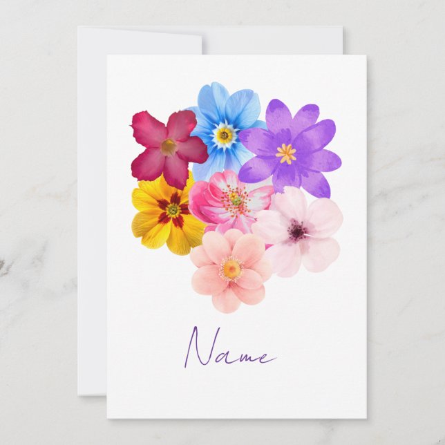 Invitación Armonía de primavera - Ramo de flores mixto de acu (Anverso)