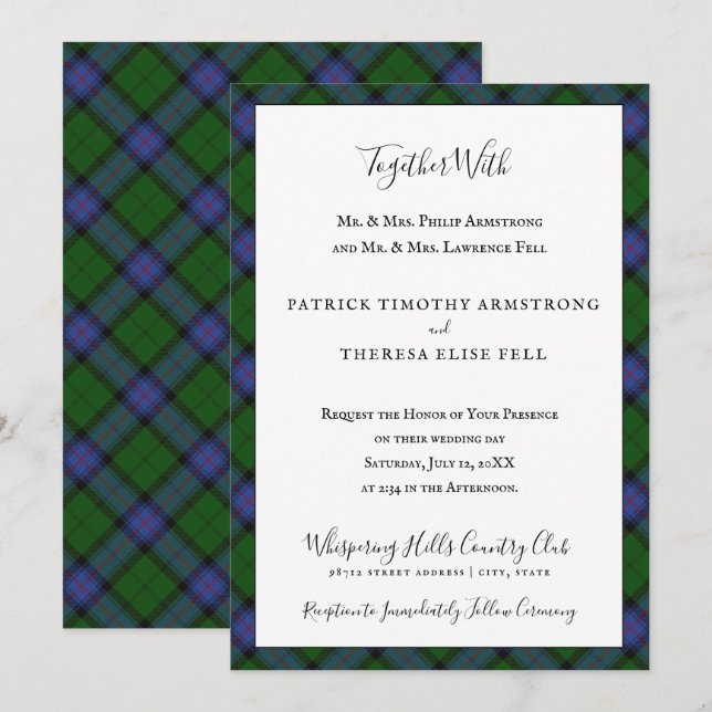 Invitación Armstrong Clan Tartan Scottish Plaid (Anverso / Reverso)