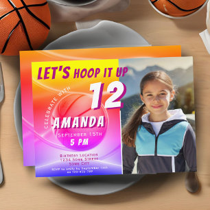 Invitación Aro de Baloncesto Feliz Cumpleaños Foto Deportes