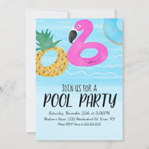 Invitación Aro Inflable de Flamenco Tropical Fiesta Cumpleaño