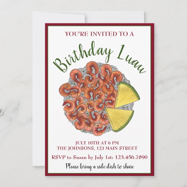 Invitación Aroma de camarón de ajo piña de Hawái Comida de la (Anverso)