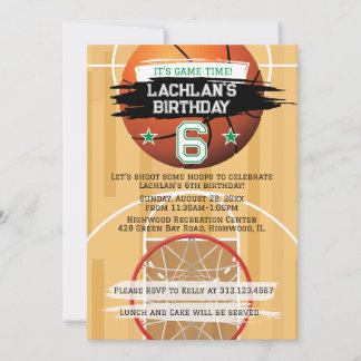 Invitación Aros de Baloncesto Es Hora de Juego Cumpleaños Est