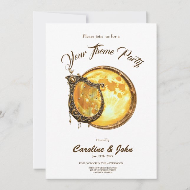 Invitación Arpa Celestial de la Luna Dorada.  (Anverso)