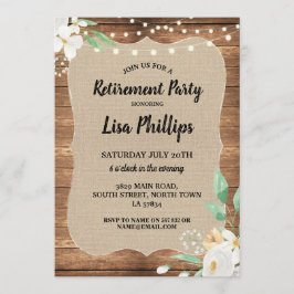 Invitación Arpillera rústica de madera de flores blancas del