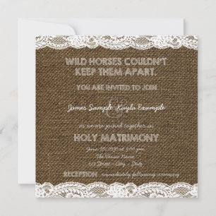 Invitación Arpillera y boda blanca del cordón