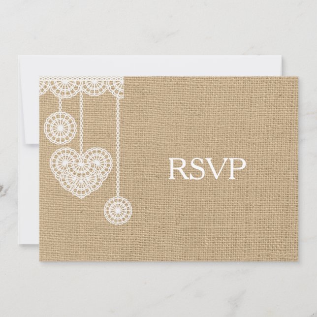 Invitación Arpillera y Encaje RSVP (Anverso)