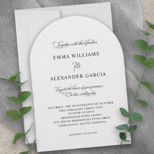 Invitación Arquitectura de Caligrafía Elegante Boda Blanco Ne