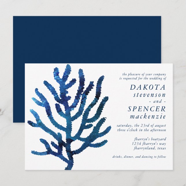Invitación Arrecife de coral de galaxia náutica | Boda Beach  (Anverso / Reverso)