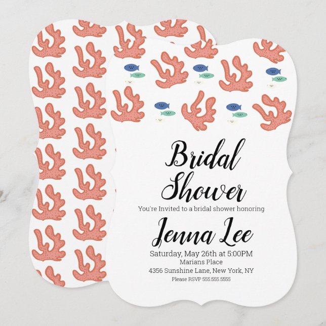 Invitación Arrecife de coral moderno y peces (Anverso / Reverso)