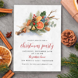 Invitación Arreglo Botánico Navideño en Acuarela Rústica