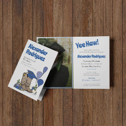 Invitación Arreglo de arranque de capucha azul de graduación