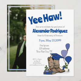 Invitación Arreglo de arranque de capucha azul de graduación
