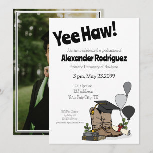 Invitación Arreglo de arranque de capucha negra de graduación