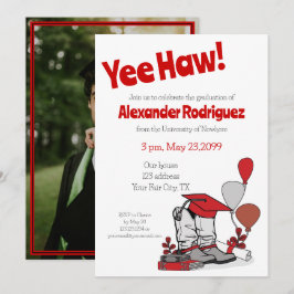 Invitación Arreglo de arranque de capuchón rojo de graduación