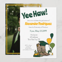 Invitación Arreglo de arranque de Cowboy con gota verde/dorad