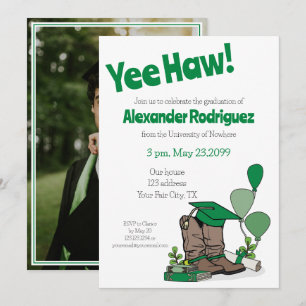 Invitación Arreglo de arranque de Cowboy del cabo de graduaci