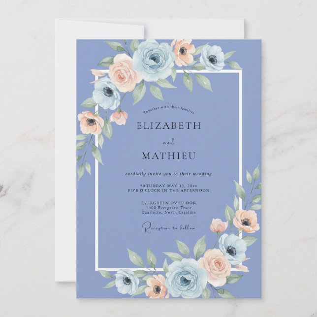 Invitación Arreglo de Boda de Flor de Vinca (Anverso)