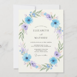 Invitación Arreglo de Flor de Cielo Azul Boda