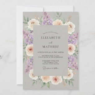 Invitación Arreglo de Flor de Lavanda para Boda