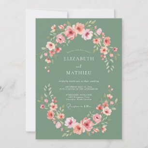 Invitación Arreglo de Floración Rosa Salvia Boda