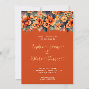 Invitación Arreglo de flores silvestres naranjas Boda naranja