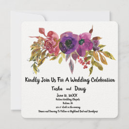 Invitación Arreglo Floral Acuarela Boda