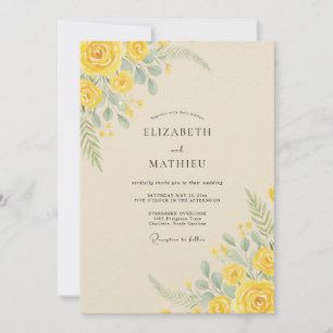 Invitación Arreglo Floral Amarillo de Boda