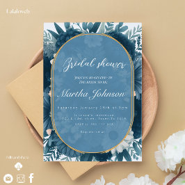 Invitación Arreglo floral azul de la marina Ducha de novia