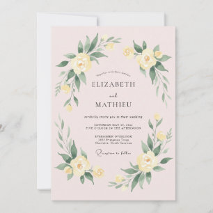 Invitación Arreglo Floral Cremoso Lujurioso Boda