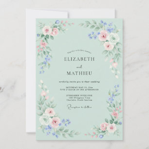 Invitación Arreglo Floral de Besos de Menta para Boda
