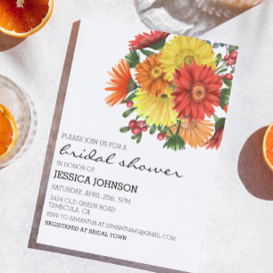 Invitación Arreglo floral de gerbera daisy para despedida de 