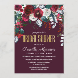 Invitación Arreglo floral de marfil de Borgoña Ducha de novia