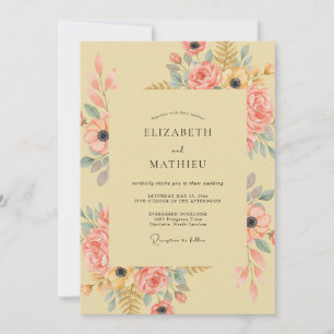 Invitación Arreglo Floral de Melocotón para Boda