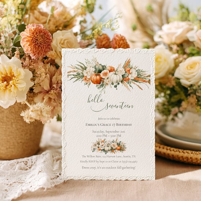 Invitación Arreglo Floral de Otoño Boho Cumpleaños (Subido por el creador)